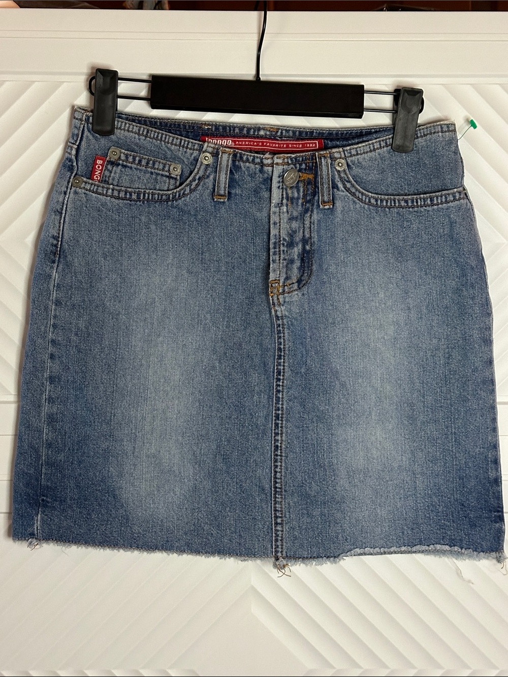 BONGO Light Blue Denim Mini Skirt with Raw Hem